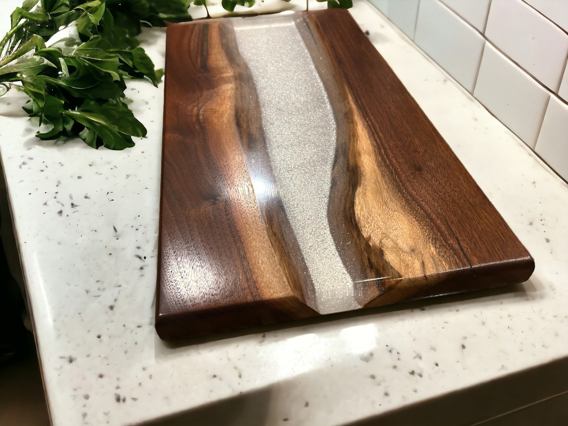 Two sided charcuterie cutting board using black walnut live edge