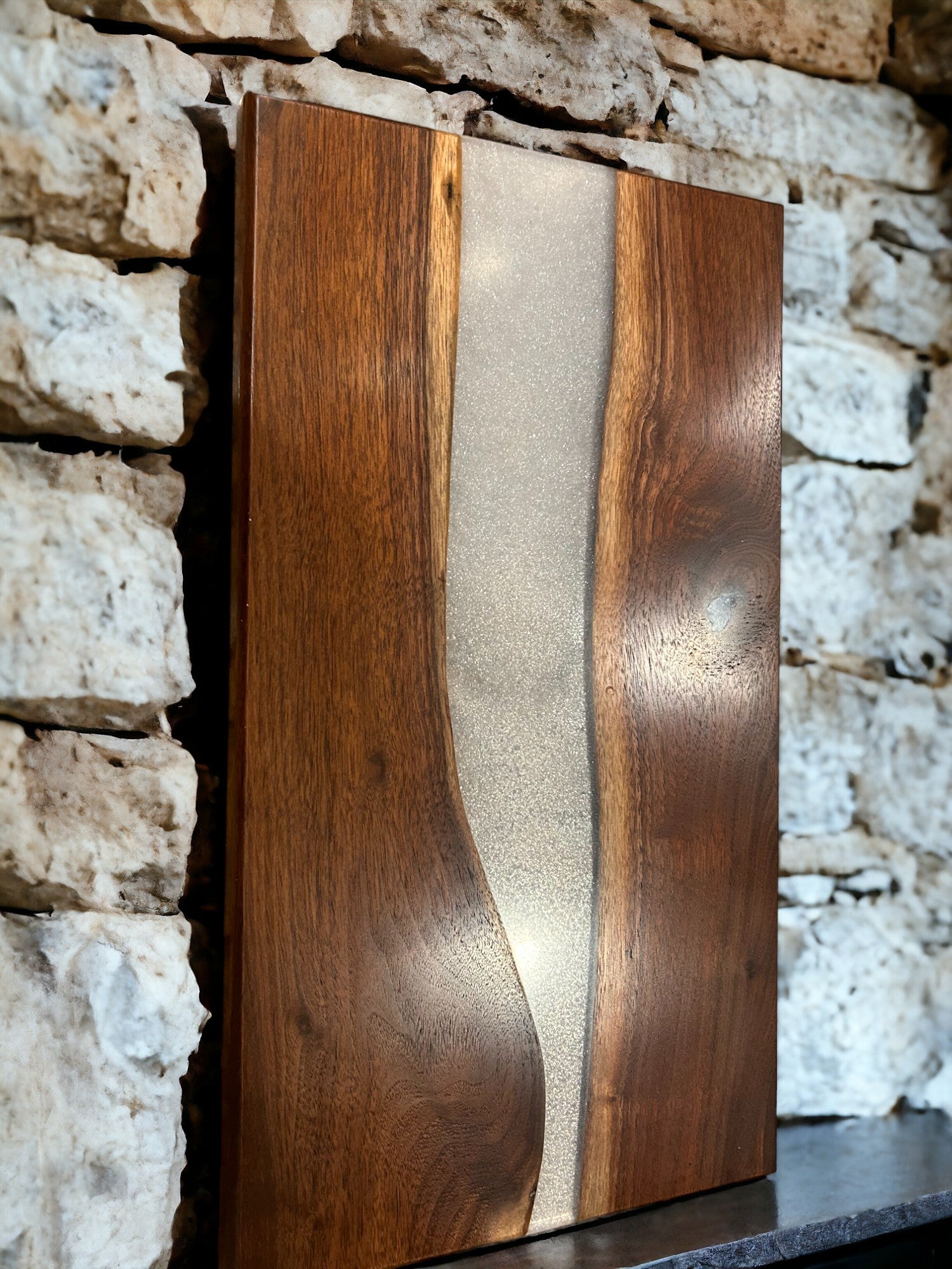 Two sided charcuterie cutting board using black walnut live edge